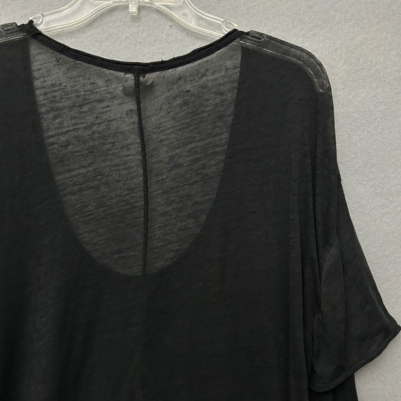 Free People We The Free Black Distressed Top Semi Sheer Long Sleeve M Whimsigoth - Picture 15 of 16